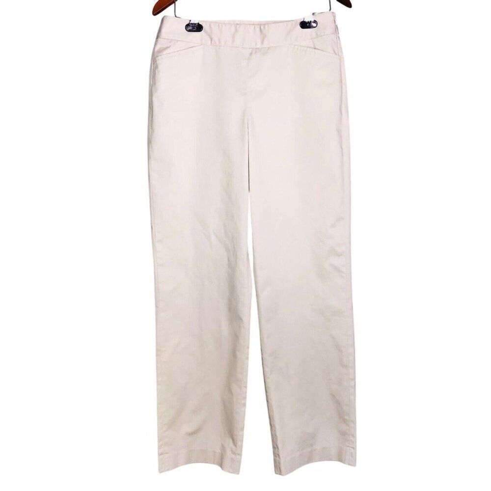 LL Bean Pants Womens 12 Tall Beige Khaki Trousers Straight Fit